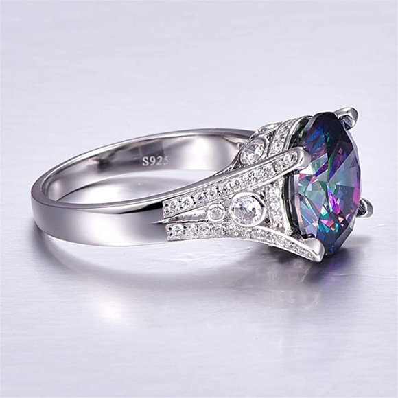 10.5ct Mystic Rainbow Ring - 925 Sterling Silver - Picture 4 of 7